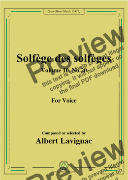 page one of Lavignac-Solfège des solfèges,Volume 10,No.20,for Voice 