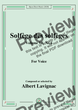 page one of Lavignac-Solfège des solfèges,Volume 9B,No.6,for Voice 