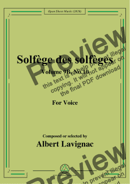 page one of Lavignac-Solfège des solfèges,Volume 9B,No.10,for Voice 