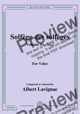 page one of Lavignac-Solfège des solfèges,Volume 9A,No.2,for Voice 