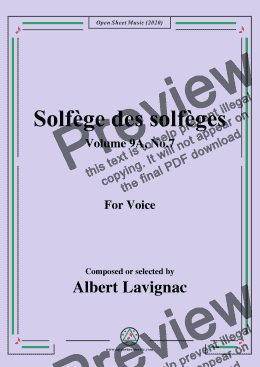 page one of Lavignac-Solfège des solfèges,Volume 9A,No.7,for Voice 