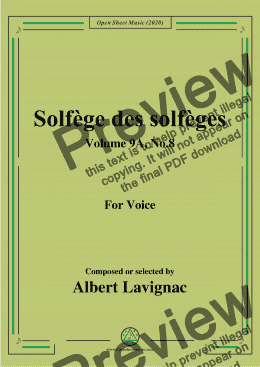 page one of Lavignac-Solfège des solfèges,Volume 9A,No.8,for Voice 