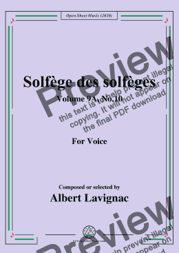 page one of Lavignac-Solfège des solfèges,Volume 9A,No.10,for Voice 