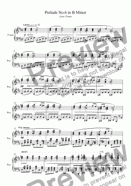 page one of Prelude No.6 in B Minor Lyric Poem