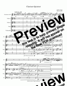 page one of Clarinet Quintet - Score and parts