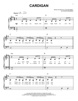 page one of cardigan (Easy Piano)