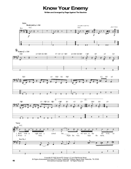 page one of Know Your Enemy (Bass Guitar Tab)