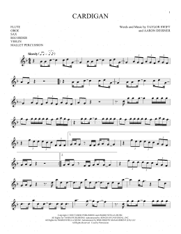 page one of cardigan (Instrumental Solo – Treble Clef High Range)