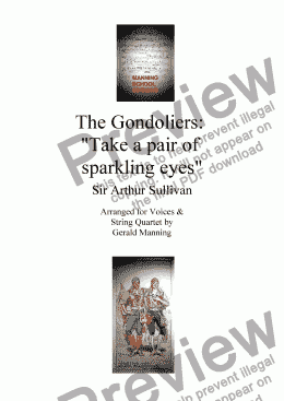 page one of Gilbert & Sullivan - Songs from the Savoy Operas - The Gondoliers - 'Take a pair of sparkling eyes' - arr. for Voices & String Quartet by Gerald Manning