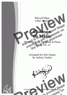 page one of Organ: Chanson de Matin (Morning Song for Violin & Piano Op. 15, No. 2) - Edward Elgar