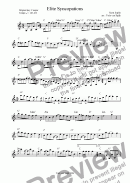page one of Elite Syncopations - Lead Sheet