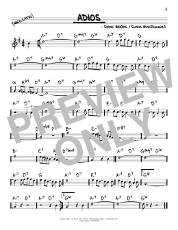 page one of Adios (Real Book – Melody & Chords)