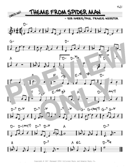 Theme From Spider-Man Sheet Music, Paul Francis Webster