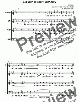 page one of God Rest Ye Merry Gentlemen (GRYMG-SATB choir)