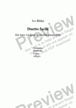 page one of DUETTO FACILE for two violins or violin ensemble