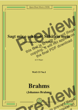 page one of Brahms-Sagt mir,o schönste Schäfrin mein,WoO 33 No.1,in E Major,for Voice&Pno 