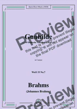 page one of Brahms-Gunhilde,WoO 33 No.7,in f minor,for Voice&Piano 