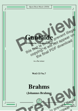 page one of Brahms-Gunhilde,WoO 33 No.7,in a flat minor,for Voice&Piano 