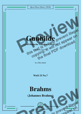 page one of Brahms-Gunhilde,WoO 33 No.7,in e flat minor,for Voice&Piano 