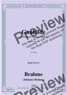 page one of Brahms-Gunhilde,WoO 33 No.7,in c minor,for Voice&Piano 