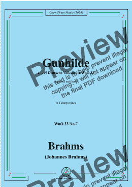 page one of Brahms-Gunhilde,WoO 33 No.7,in f sharp minor,for Voice&Piano 