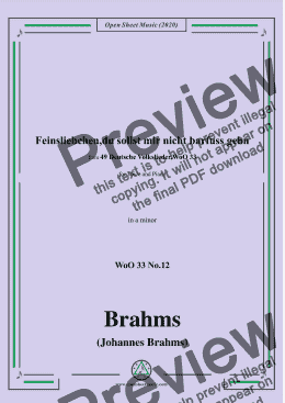 page one of Brahms-Feinsliebchen,du sollst mir nicht barfuss gehn,WoO 33 No.12,in a minor,for Voice&Pno