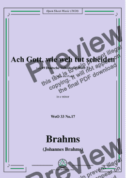 page one of Brahms-Ach Gott,wie weh tut scheiden,WoO 33 No.17,in e minor,for Voice&Piano