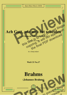 page one of Brahms-Ach Gott,wie weh tut scheiden,WoO 33 No.17,in c sharp minor,for Voice&Piano 