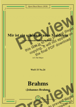 page one of Brahms-Mir ist ein schöns brauns Maidelein,WoO 33 No.24,in E flat Major