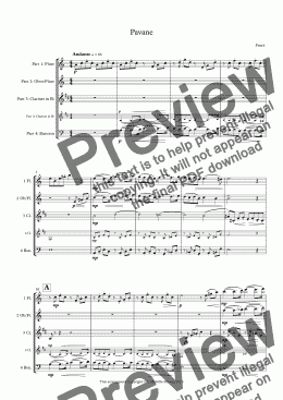 page one of Pavane - semiflexible woodwind quartet