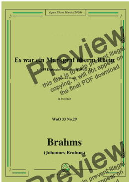 page one of Brahms-Es war ein Markgraf überm Rhein,WoO 33 No.29,in b minor,for Voice&Pno