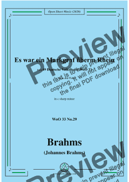 page one of Brahms-Es war ein Markgraf überm Rhein,WoO 33 No.29,in c sharp minor,for V&Pno 