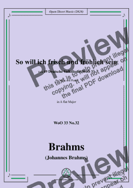 page one of Brahms-Wo will ich frisch und fröhlich sein,WoO 33 No.32,in A flat Major,for Voice&Piano 