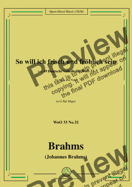 page one of Brahms-Wo will ich frisch und fröhlich sein,WoO 33 No.32,in G flat Major,for Voice&Piano