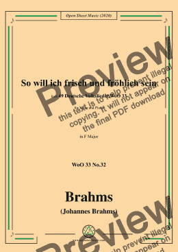 page one of Brahms-Wo will ich frisch und fröhlich sein,WoO 33 No.32,in F Major,for Voice&Pno 