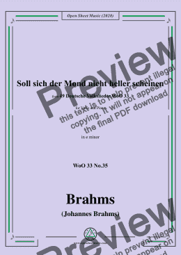 page one of Brahms-Soll sich der Mond nicht heller scheine,WoO 33 No.35,in e minor,for Voice&Pno 