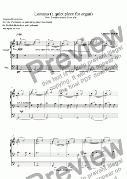 page one of Lontano (a quiet piece for organ)