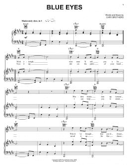 page one of Blue Eyes (Piano, Vocal & Guitar Chords (Right-Hand Melody))