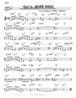 page one of You'll Never Know (Real Book – Melody & Chords)