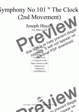 page one of Large Wind Ensemble - Symphony No 101 " The Clock " (2nd Movement)