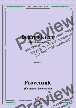 page one of Provenzale-Deh,rendetemi,in f minor,for Voice and Pinao