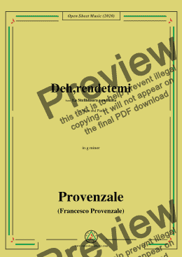 page one of Provenzale-Deh,rendetemi,in g minor,for Voice and Pinao