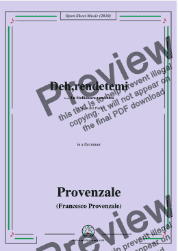 page one of Provenzale-Deh,rendetemi,in a flat minor,for Voice and Pinao 