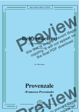 page one of Provenzale-Deh,rendetemi,in e flat minor,for Voice and Pinao 