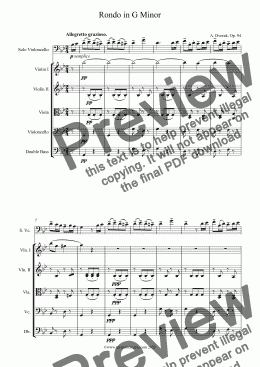 page one of Dvorak Rondo in G Minor Op. 94 for Cello and String Orchestra