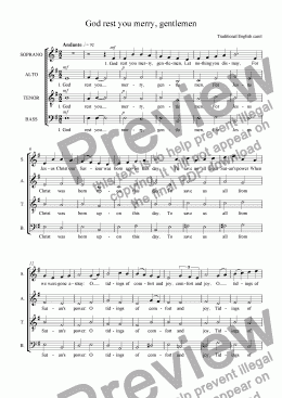 page one of God rest you merry, gentlemen (SATB)