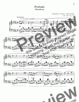 page one of Chopin- Prelude Op28 No15 -Raindrop (Complete Version)