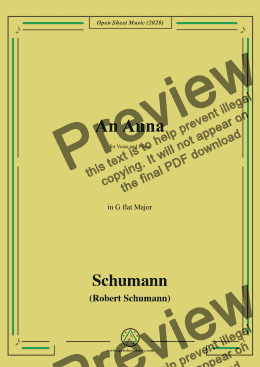 page one of Schumann-An Anna,in G flat Major,for Voice and Piano 