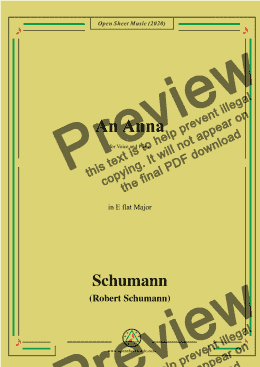 page one of Schumann-An Anna,in E flat Major,for Voice and Piano 