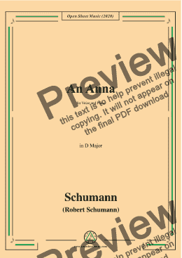 page one of Schumann-An Anna,in D Major,for Voice and Piano 